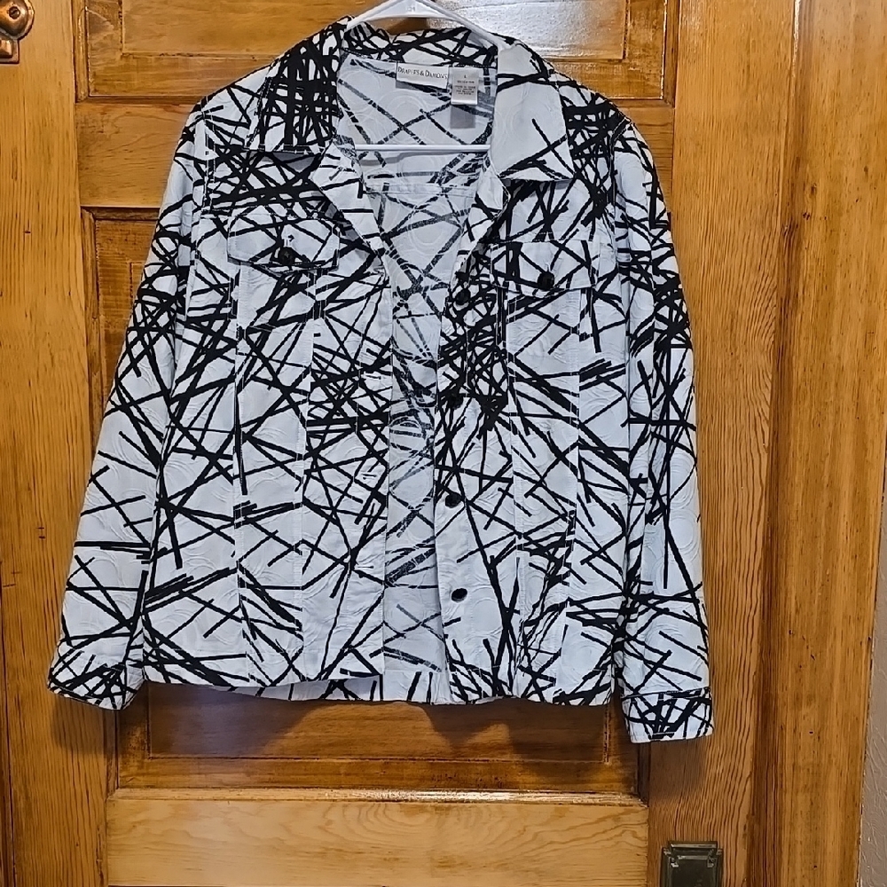 Drapers and Damonds Modern Black and White Graphic Jacket L